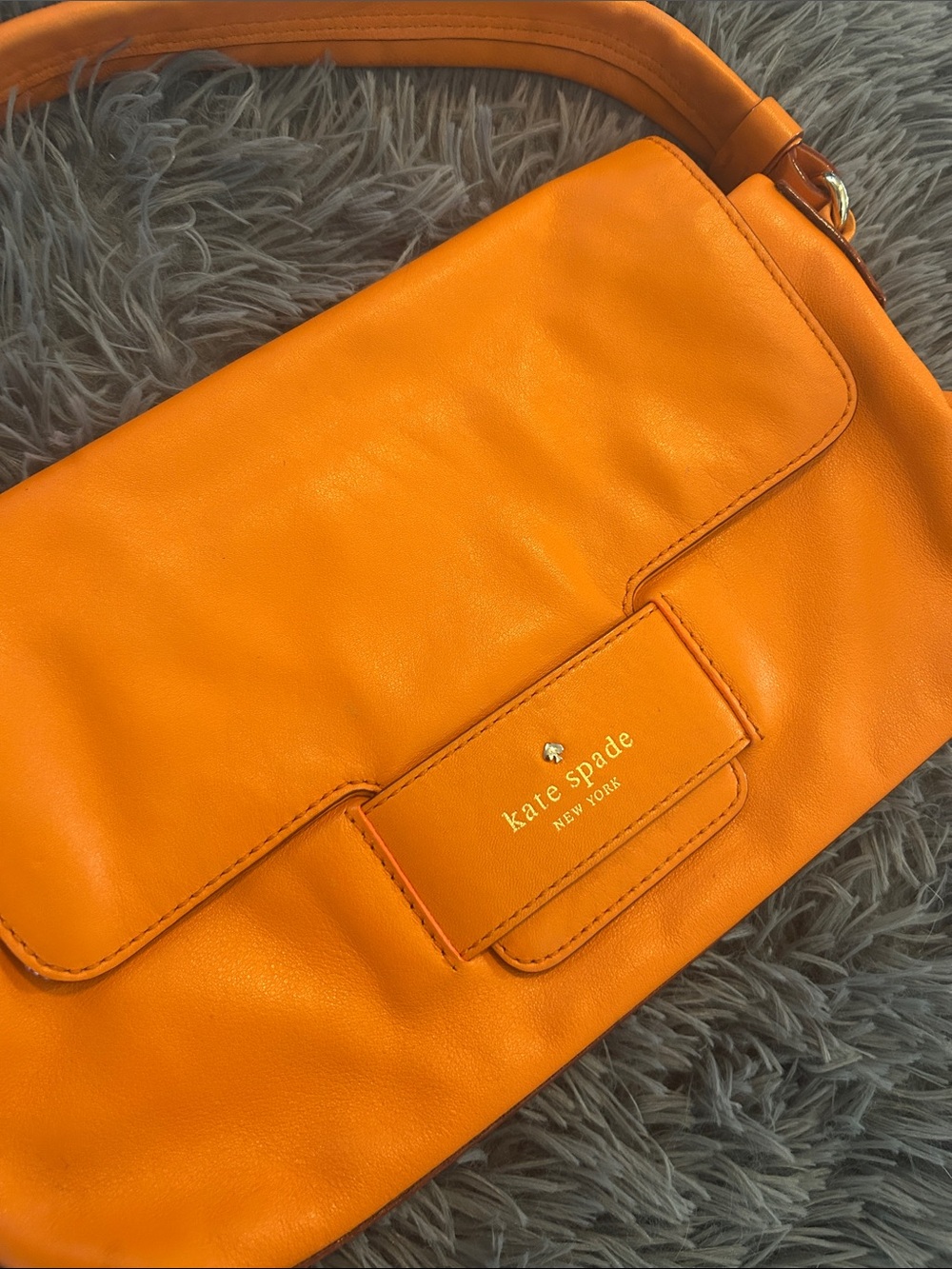 Y2K vintage kate spade vibrant orange leather shoulder bag